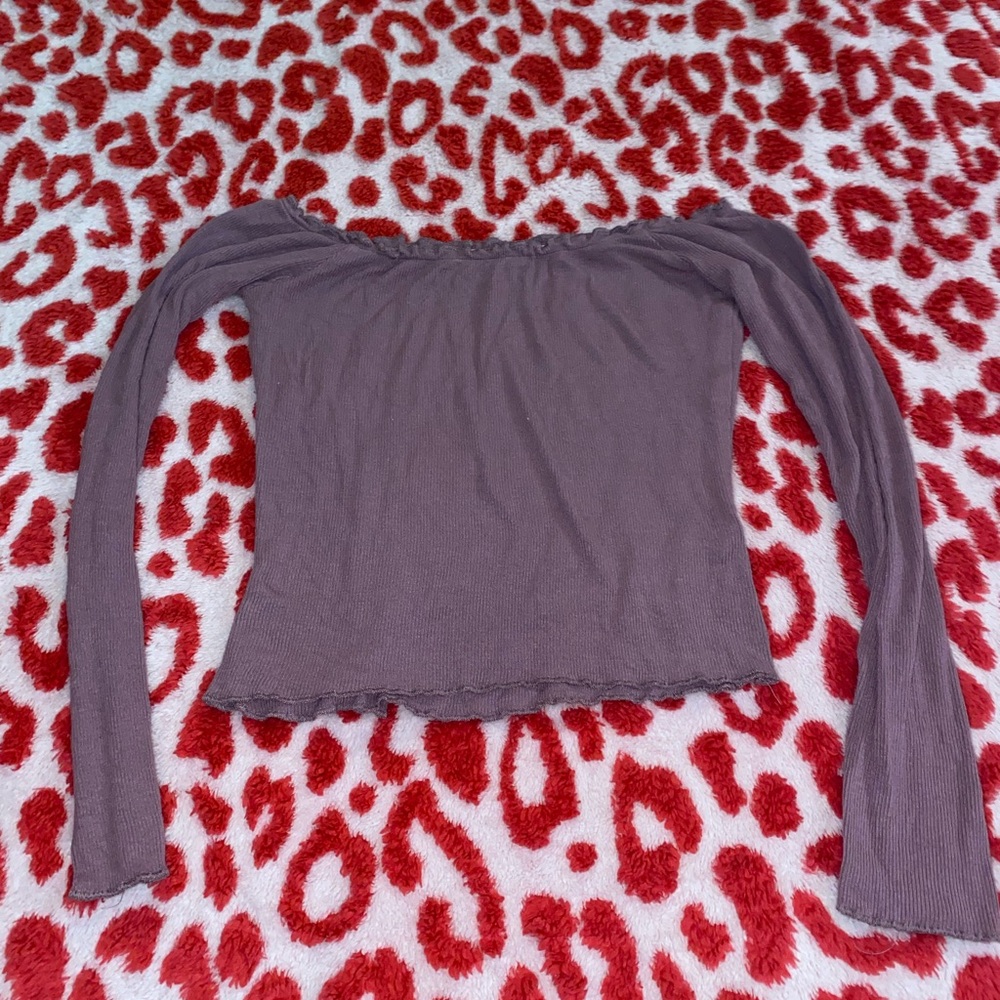 Women's Off-Shoulder Crop Long Sleeve Top - Purple